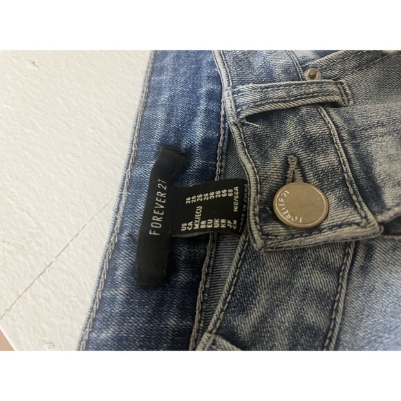 Forever 21 Size 26 Fringe Hem Denim Jeans with Rhinestone Tassels - Picture 4 of 5